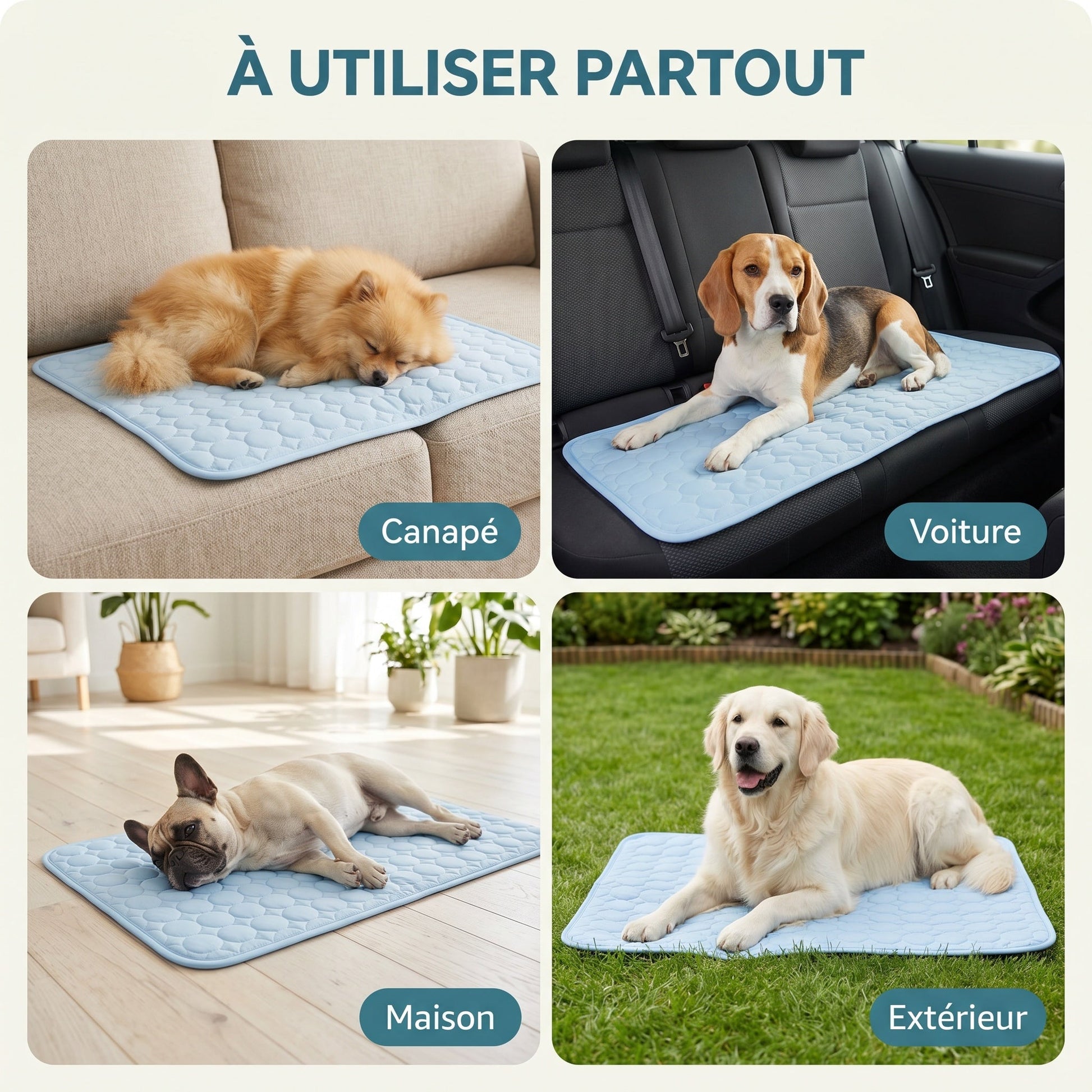 Tapis Rafraîchissant Pour Chien Sans Gel Et Fibre Ice-Silk - Nichette