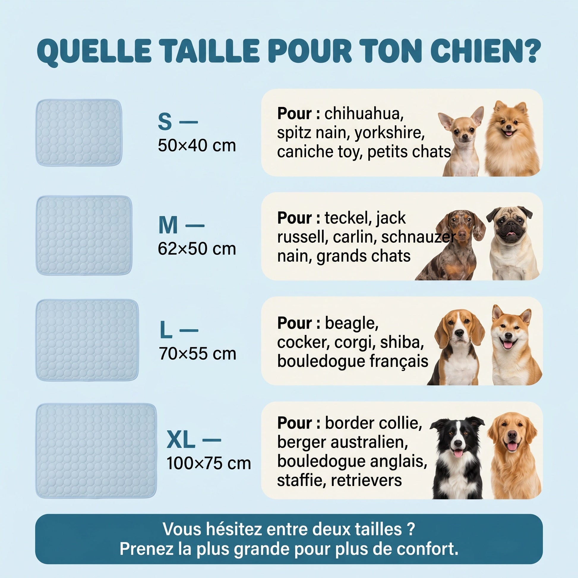 Tapis Rafraîchissant Pour Chien Sans Gel Et Fibre Ice-Silk - Nichette
