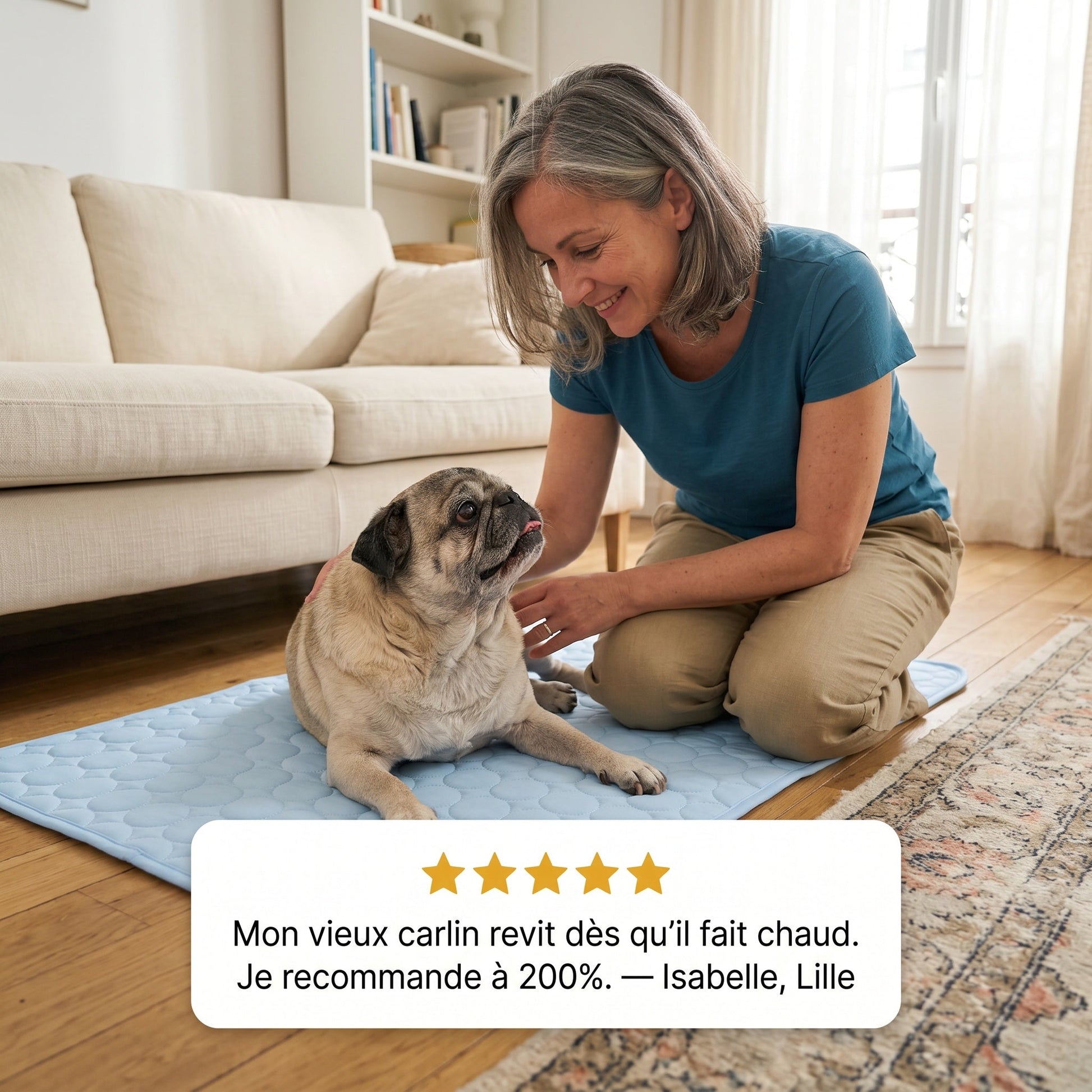 Tapis Rafraîchissant Pour Chien Sans Gel Et Fibre Ice-Silk - Nichette